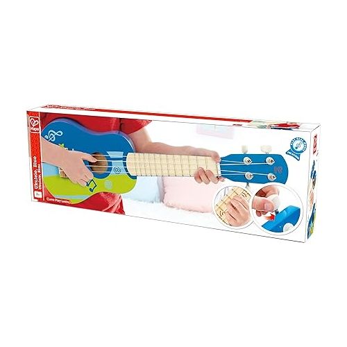  Hape Kid’s Wooden Toy Ukulele | 21 Inch Wooden Ukulele Musical Instrument with Vibrant Sound and Tunable Nylon Strings for Children, Blue