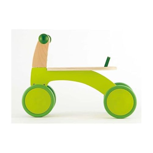  Hape Scoot Around Ride On Wood Bike | Award Winning Four Wheeled Wooden Push Balance Bike Toy for Toddlers with Rubberized Wheels, Bright Green