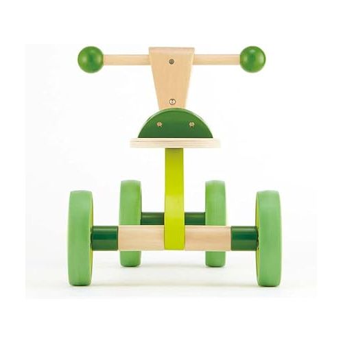  Hape Scoot Around Ride On Wood Bike | Award Winning Four Wheeled Wooden Push Balance Bike Toy for Toddlers with Rubberized Wheels, Bright Green