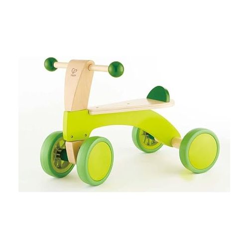  Hape Scoot Around Ride On Wood Bike | Award Winning Four Wheeled Wooden Push Balance Bike Toy for Toddlers with Rubberized Wheels, Bright Green