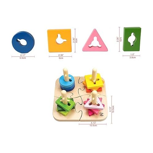  Hape Creative Toddler Wooden Peg Puzzle, L: 7.8, W: 4.6, H: 7.8 inch