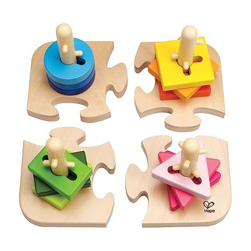  Hape Creative Toddler Wooden Peg Puzzle, L: 7.8, W: 4.6, H: 7.8 inch