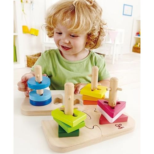  Hape Creative Toddler Wooden Peg Puzzle, L: 7.8, W: 4.6, H: 7.8 inch