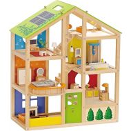 All Seasons Kids Wooden Dollhouse by Hape | Award Winning 3 Story Dolls House Toy with Furniture, Accessories, Movable Stairs and Reversible Season Theme L: 23.6, W: 11.8, H: 28.9 inch