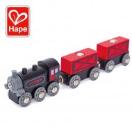 Hape Steam-Era Freight Train | Classic Black & Red Children’s Locomotive Toy With Unloadable Freight Wagons