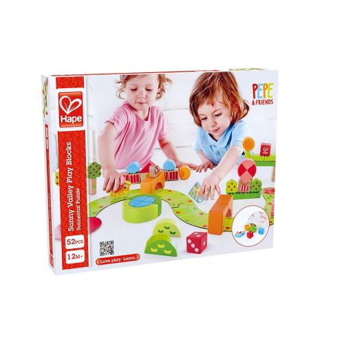  Hape Sunny Valley Play Blocks | 53 Piece Wooden Blocks Play Set, Colorful Toy for Kids 12 Months+