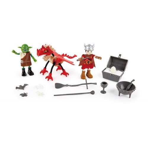  Hape Vikings Castle Dollhouse Play Set| Wooden Folding Dragon Castle Dollhouse with Magic Accessories, Glow in The Dark Spider Web, Dragon Egg and Action Figures