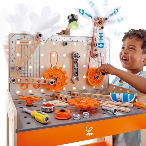  Hape Deluxe Scientific Workbench | Wooden Inventor’s Experiment Building Set, 79 Piece Workshop for Kids