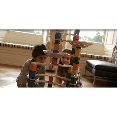  [아마존베스트]Hape Quadrilla Wooden Marble Run Construction - The Challenger - Quality Time Playing Together Wooden Safe Play - Smart Play for Smart Families