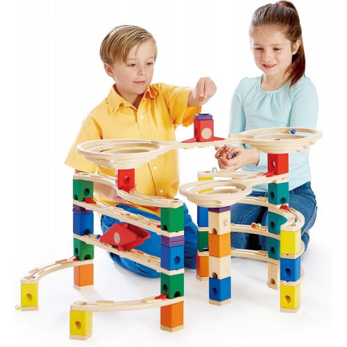  [아마존베스트]Hape Quadrilla Wooden Marble Run Construction - The Challenger - Quality Time Playing Together Wooden Safe Play - Smart Play for Smart Families