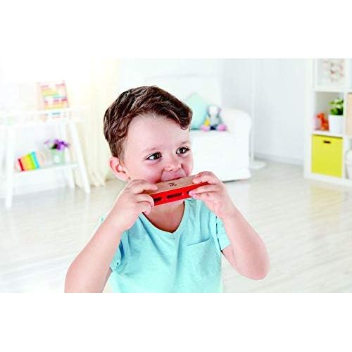  Hape Blues Harmonica | 10 Hole Wooden Musical Instrument Toy for Kids, Red