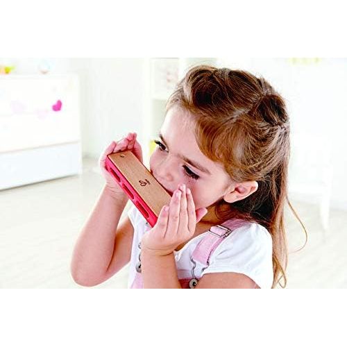  Hape Blues Harmonica | 10 Hole Wooden Musical Instrument Toy for Kids, Red