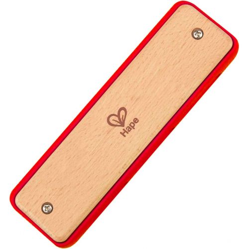  Hape Blues Harmonica | 10 Hole Wooden Musical Instrument Toy for Kids, Red