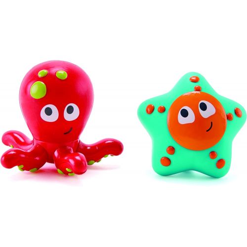  Hape Ocean Floor Squirters | Colorful Baby & Toddler Bath Toys, Colorful Baby & Toddler Bath Toys, Silicone and Non-Toxic Set, Water Spouting and Suction, Octopus & Starfish