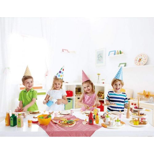  Hape Hamburger and Hot Dogs Wooden Play Kitchen Food Set with Accessories