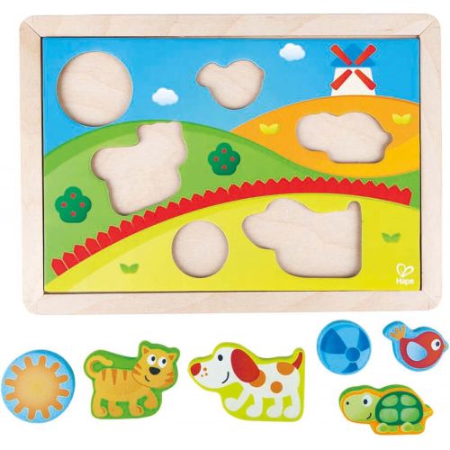  Hape Sunny Valley Puzzle 3 in 1| Animal Wooden Maze Toy, Multicolored Jigsaw Puzzle for Toddlers