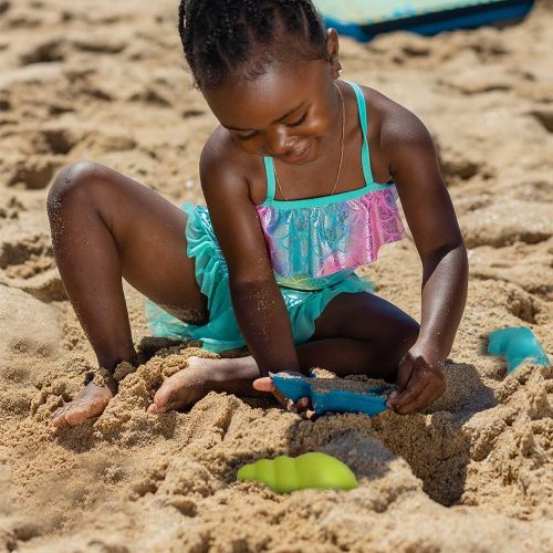  Hape Beach Basics Sand Toy Set Including Bucket Sifter, Rake, and Shovel Toys, Multicolor