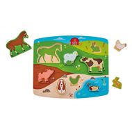 Hape Farm Animal Puzzle & Play Game, Multicolor, 5 x 2