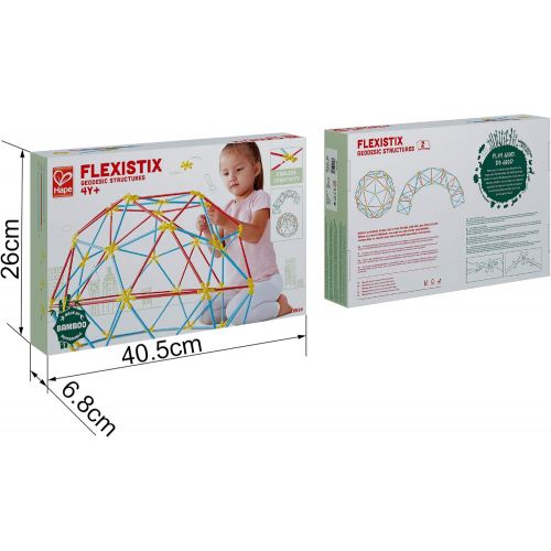  Hape Flexistix STEM Building Geodesic Structures, Featuring 177 Multi-Colored Bamboo Pieces
