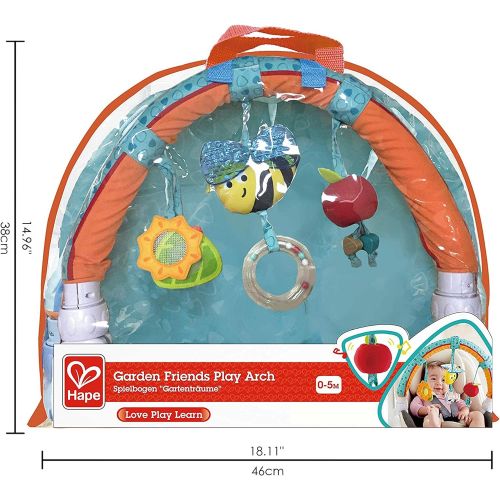  Hape Garden Friends Play Arch| Infant Crib Play Set Hanging Toys, Stroller and Car Seat Pram Toy Suitable for Children 0-5 Month Old