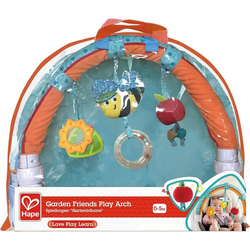  Hape Garden Friends Play Arch| Infant Crib Play Set Hanging Toys, Stroller and Car Seat Pram Toy Suitable for Children 0-5 Month Old