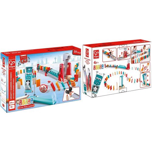  Hape Mighty Hammer Domino | Double -Sided Wooden Ball Domino Set for Kids Aged 4 and Up