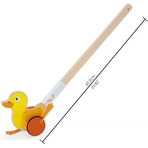  Hape Ducky Push Pal| Wooden Push-Along Ducky, Baby Walker Push Toy