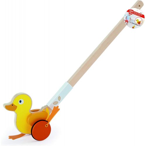  Hape Ducky Push Pal| Wooden Push-Along Ducky, Baby Walker Push Toy