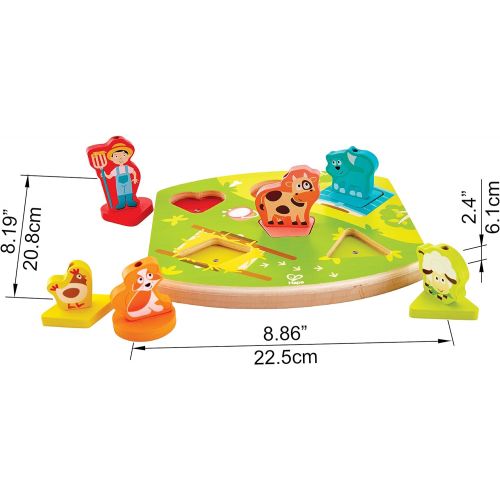  Hape Odyssey Toys Farmyard Sound Puzzle (10 Pieces), Multicolor, 5 x 2