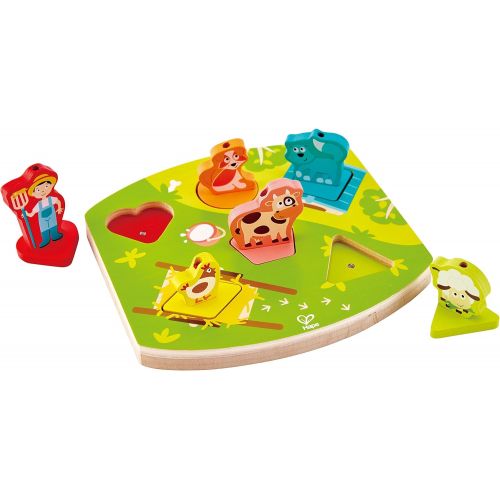  Hape Odyssey Toys Farmyard Sound Puzzle (10 Pieces), Multicolor, 5 x 2