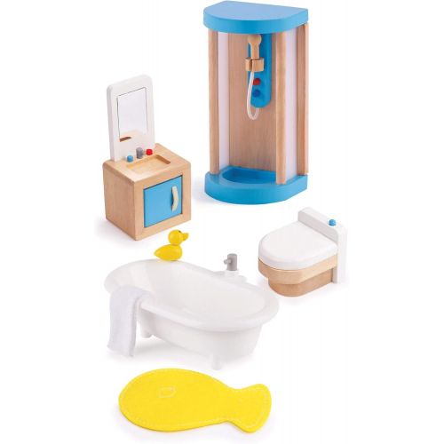  Hape Wooden Doll House Furniture Family Bathroom Set