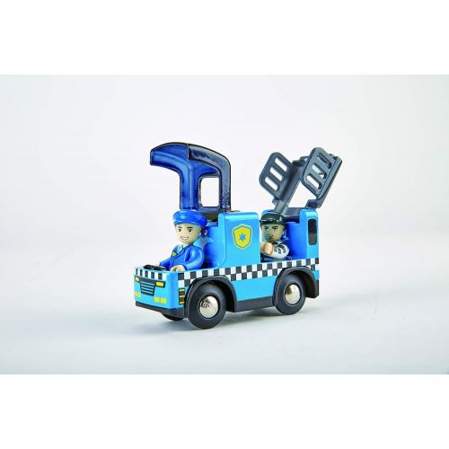  Hape Police Car with Siren | 3Piece Cops & Robbers Play Set with Action Figures
