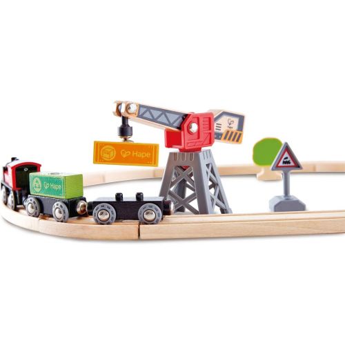  Hape Cargo Delivery Loop Train and Railway Toy Set