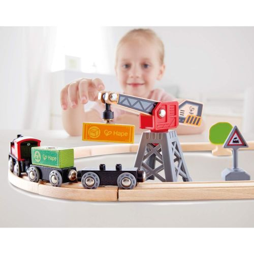  Hape Cargo Delivery Loop Train and Railway Toy Set