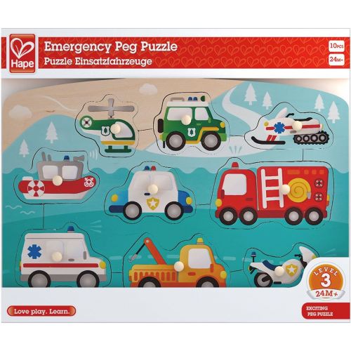  Hape Emergency Peg Puzzle Game, Multicolor, 11.57 x 8.19