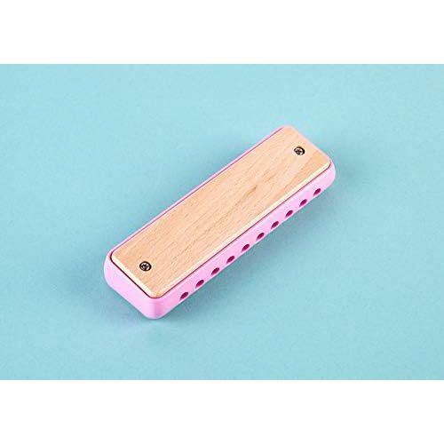  Hape Blues Harmonica | 10 Hole Wooden Musical Instrument Toy for Kids, Pink