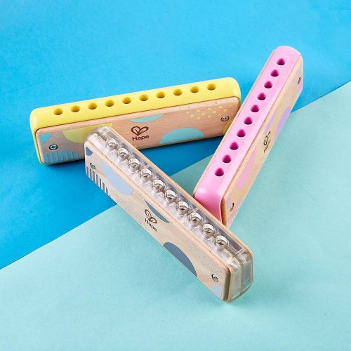  Hape Blues Harmonica | 10 Hole Wooden Musical Instrument Toy for Kids, Pink