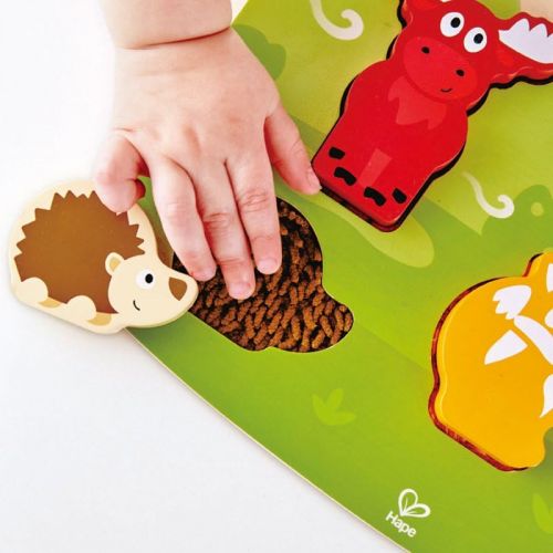  Hape Forest Animal Tactile Puzzle Game, Multicolor, 5 x 2