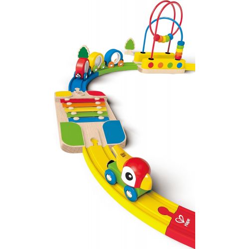  Hape E3815 Rainbow Sights & Sounds Toddler Wooden Railway, Multicolor