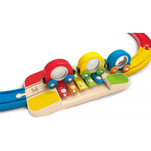  Hape E3815 Rainbow Sights & Sounds Toddler Wooden Railway, Multicolor