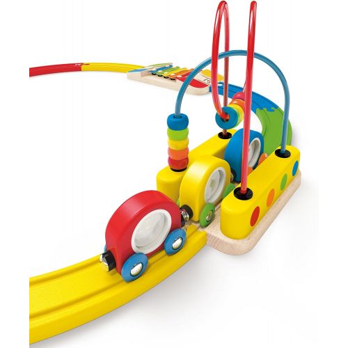  Hape E3815 Rainbow Sights & Sounds Toddler Wooden Railway, Multicolor