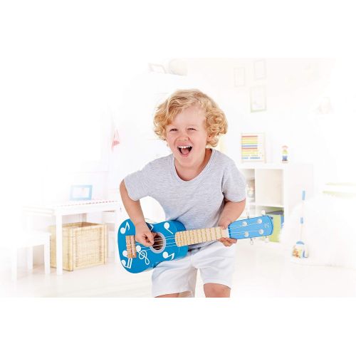  Hape Kid’s Wooden Toy Ukulele | 21 Inch Musical Instrument with Vibrant Sound and Tunable Nylon Strings, Blue