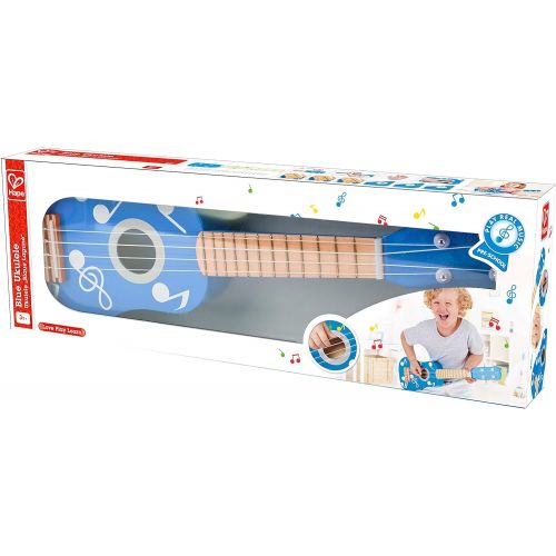  Hape Kid’s Wooden Toy Ukulele | 21 Inch Musical Instrument with Vibrant Sound and Tunable Nylon Strings, Blue