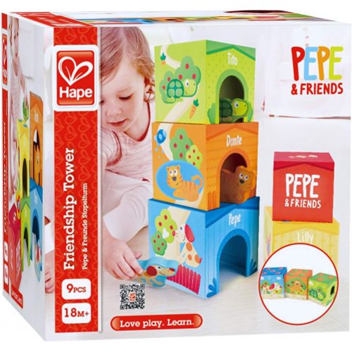  Hape Deluxe 9-Piece Playful Friends Nesting and Stacking Toy Blocks