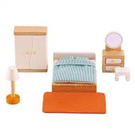 Hape Wooden Doll House Furniture Master Bedroom Set