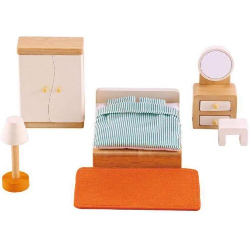  Hape Wooden Doll House Furniture Master Bedroom Set