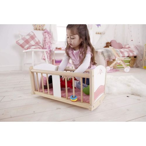  Hape Babydoll Wooden Rock-a-Bye Cradle with Accessories