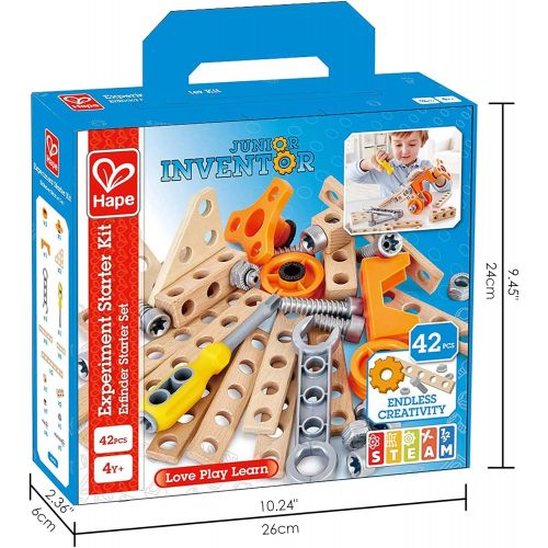  Hape Junior Inventor Experiment Starter Kit | 42 Piece Construction Building Toys, STEAM Science Kit for Kids 4 Years and Up