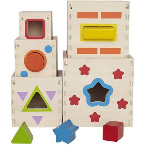  Hape Pyramid of Play Wooden Toddler Wooden Nesting Blocks Set
