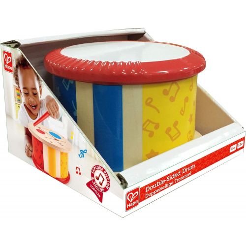  Hape Double-Sided Drum| Wooden Double-Side Musical Drum Instrument for Toddlers